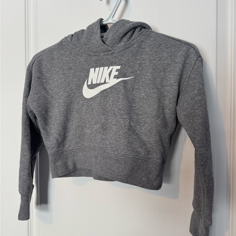 Nike Kids Heather Gray Cropped Hoodie